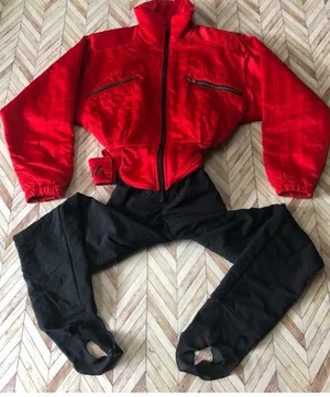 Nils Vintage 1980s red and black skisuit with belt thumbnail 3