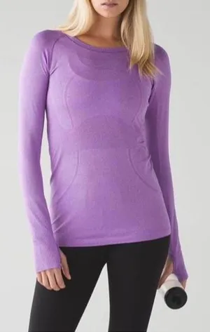 Lululemon Swiftly Tech Long Sleeve Crew Heathered Moonlit Magenta Top thumbnail 1