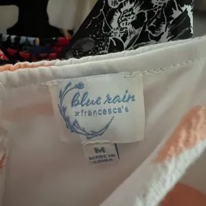 Blue Rain Striped Orange and White Dress thumbnail 2