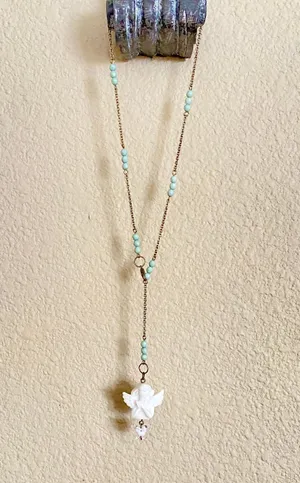 Handmade y2k Kawaii romance goth angel/cherub Self-adjust chain necklace🦋💚👼🌹 thumbnail 3