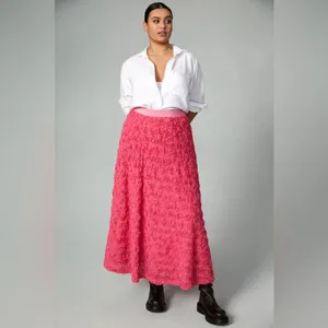 Anthropologie Pink Maeve Floral Appliqué Skirt Midi Womens‎ Size 2 thumbnail 3
