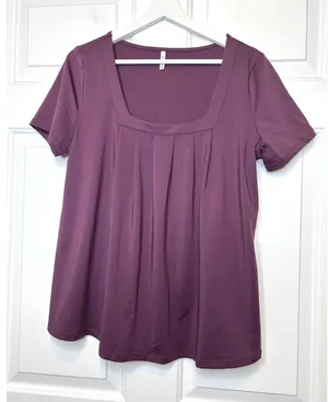 Halara Pleated Square Neck Top M Plum thumbnail 1