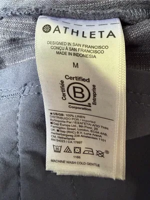 Athleta Cabo Linen Textured Wide Leg Pants Size Medium Navy Blue thumbnail 12