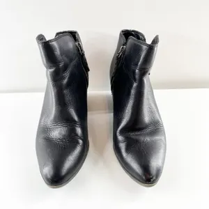 Frye Judith Leather Block Heel Almond Toe Zip Ankle Bootie Black 7 thumbnail 10
