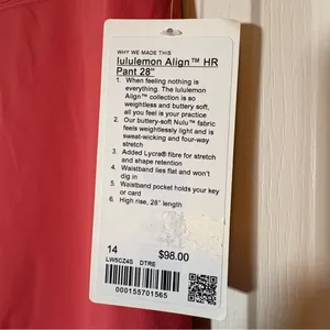 Lululemon Align HR Pant 28” size 14 NWT Sold Out Color: DTRE (Dessert Red). thumbnail 5