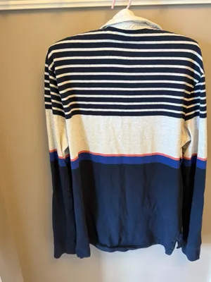 Aeropostale The Aero 1987 Men's Striped Long Sleeve Polo Shirt in Navy WhiteM thumbnail 4
