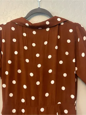 Lulu's Lush louicita rust brown polka dot surplice dress size medium thumbnail 11