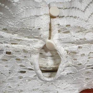 Y2K 90s Ivory Lace Mock Neck Ruffle Top Victorian Boho Vintage Arizona Jeans XXL thumbnail 5