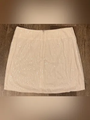 Flora Bea Sequin Mini Skirt in White Size M thumbnail 5