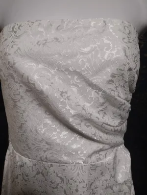 Fate White Strapless Satin Brocade Dress thumbnail 2