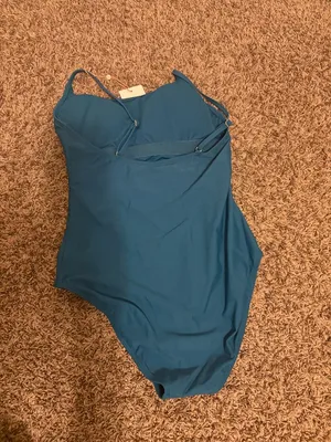 Quince Italian Cami One-Piece Swimsuit Medium Lagoon Teal Blue NEW NWT Polyamide thumbnail 2