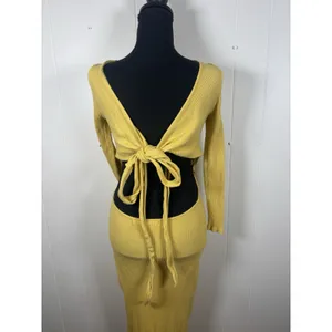 Free People Beach Last Minute Midi Dress In Yellow M Ribbed Multi Wear Options thumbnail 5