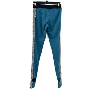 Nike size small full length‎ blue athletic leggings stirrup detail black white thumbnail 2