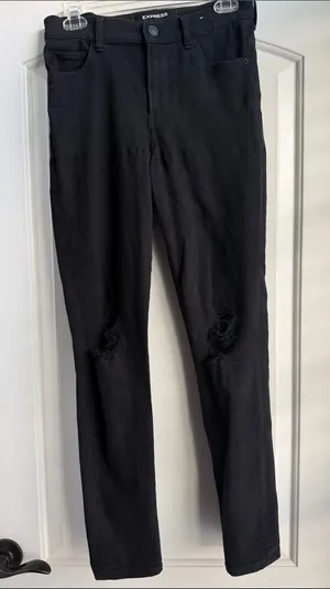 Express Black High-Rise Women's Distressed Jeans thumbnail 1