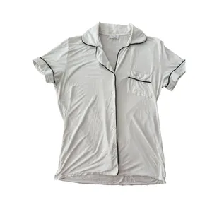Joyarza White Pajama Set Medium Soft Viscose Button Front Short Sleeve Sleepwear thumbnail 3
