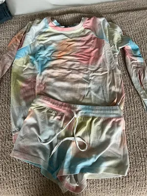 Ekouaer Pastel Pajama Set - Long Sleeve Top & Shorts thumbnail 1