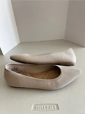 Old Navy Soft-Knit Pointed-Toe Ballet Flats Size 8 cream Beige Comfy Stretch thumbnail 5