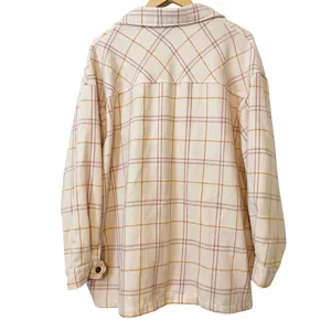 HFX Pink Orange Cream Plaid Snap Up Long Sleeve Shacket Jacket‎ Women’s Size XXL thumbnail 2