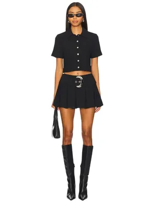 Amanda Uprichard Josie Skort in Black Medium Womens Mini Skirt Shorts thumbnail 6