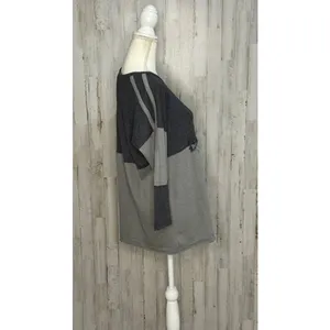 We The Free Women's Gray‎ Colorblock 3/4 Sleeve Blouse Size Small Casual thumbnail 2