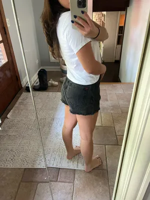 Urban Outfitters high rise black denim shorts thumbnail 2