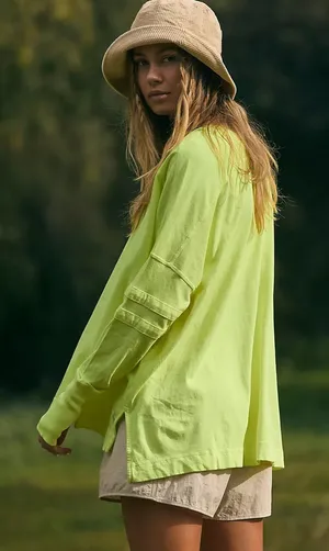 Free People Movement All Star Layer top lime green women's medium lounge Active thumbnail 1