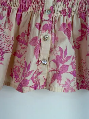 Olivaceous Pink Floral Smocked Strapless Peplum Top Size S thumbnail 3