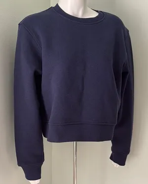 Organic Basics Navy Cropped Sweatshirt Medium NEW Blue thumbnail 1