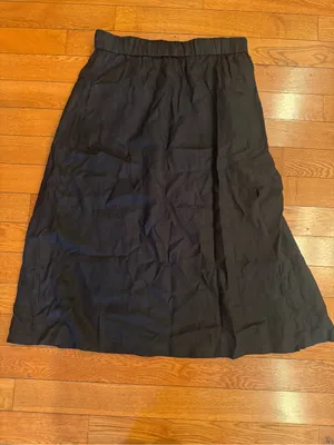 Quince 100% European Linen Midi Slip Skirt in Black - Size XL (EUC) thumbnail 2