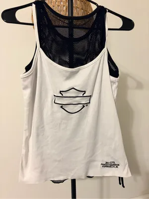 Harley-Davidson White Tank Top with Black Mesh Back thumbnail 1