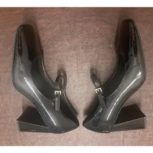 Jeffrey Campbell Black Patent Leather Mary Jane Block Heel 3.5" Pumps Size 8 thumbnail 6