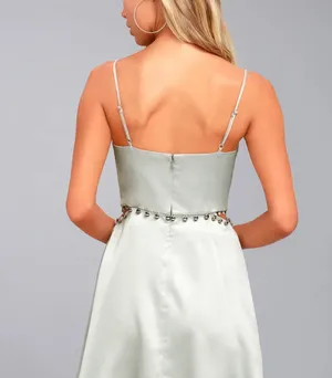 NBD Silver Satin Skater Dress thumbnail 3