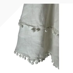 Apiece Apart‎ Skirt Women Medium White Cotton Analisa A Line Mini Pom Pom Tiered thumbnail 5