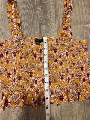 American Eagle Cropped Floral Sleeveless Shirt Smocked Tank Top Size S NWT Boho thumbnail 3