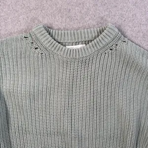 Altar'd State Women's Medium Sage Green Chunky Knit Sweater Cut Out High Low thumbnail 4