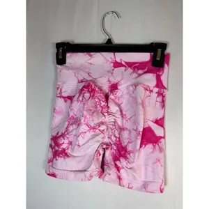 Unbranded Biker Shorts Womens M Pink Tie Dye High Waist Scrunch thumbnail 4
