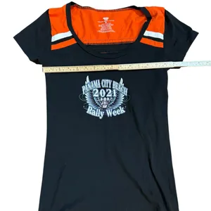Panama City Beach 2021 Rally Week Biker Short Sleeve Short Sz S Orange Black‎ thumbnail 7