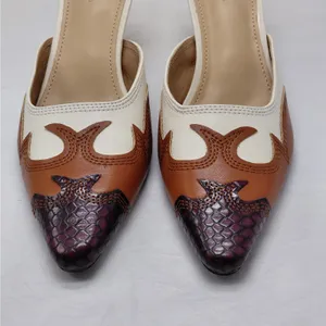 Rylee's Rodeo Western Heels Sz 10 Ivory Brown Pointed Toe Coastal Cowgirl Mules thumbnail 9