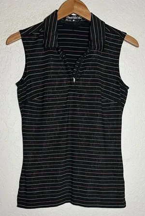 Nike Golf Dri-Fit Black Stripe Sleeveless Top Athletic Performance Wear Outdoor thumbnail 1