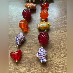 NWT Free People Euro Summer Dangles In Red Rouge thumbnail 4