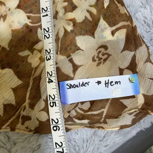 Tommy Bahama Floral Cream and Brown Blouse with Polka Dot tank thumbnail 6