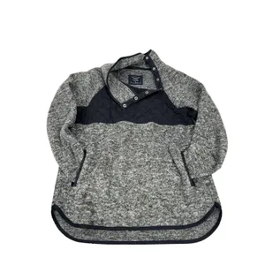 Abercrombie & Fitch Fleece Pullover‎ Womens M Gray Snap Neck Quilted Trim Sherpa thumbnail 2