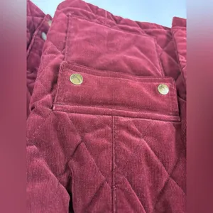 EDDIE BAUER | Women's Small Red Quilted Corduroy Riding Jacket Western Chore EUC thumbnail 4