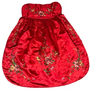 Vintage Red Silk Embroidered Padded Cape with Floral Satin Stitch Detail small thumbnail 8