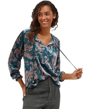 ANTHROPOLOGIE Women’s Boho Faustine Floral Velvet Peasant Top thumbnail 1