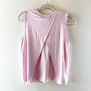 Lululemon Jersey Training Muscle Tank Top Open Back Wordmark Graphic Pink Small thumbnail 2