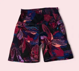 all in motion High-Rise Floral Bike Shorts in Black, Burgundy, Purple thumbnail 1