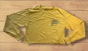 Gold rush Bless Your Heart Mustard Yellow Small Cropped Long Sleeve thumbnail 1