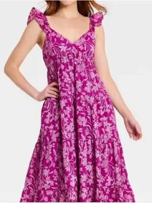 Universal Thread Ruffle Sleeve Floral Maxi Sundress Size Medium NWT thumbnail 1
