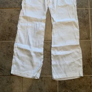 Nordstrom Signature Women's Size 14 Drawstring Waist Pants White Linen Blend thumbnail 9